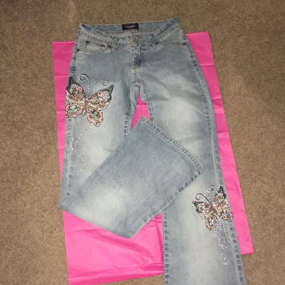 Angels Denim - Sequin Butterfly Jeans